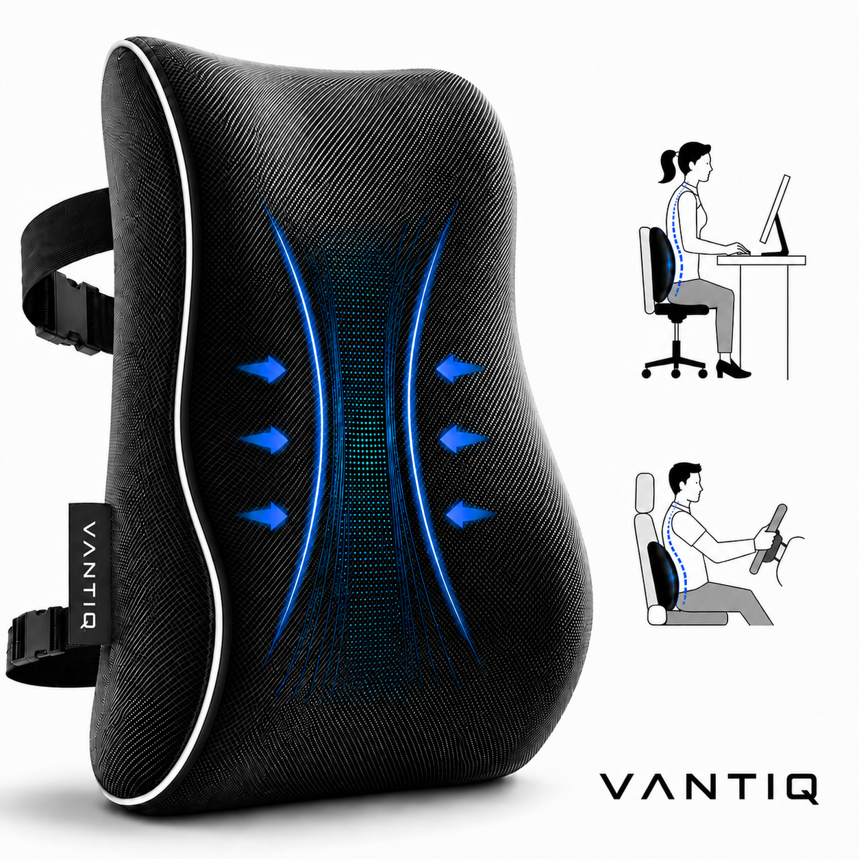 VANTIQ ergonomic lumbar support cushion